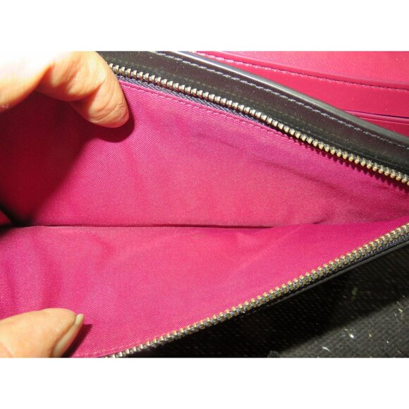 COACH Anna Purple & Black Color block Leather Fold Over Crossbody Handbag Clutch - Picture 11 of 14